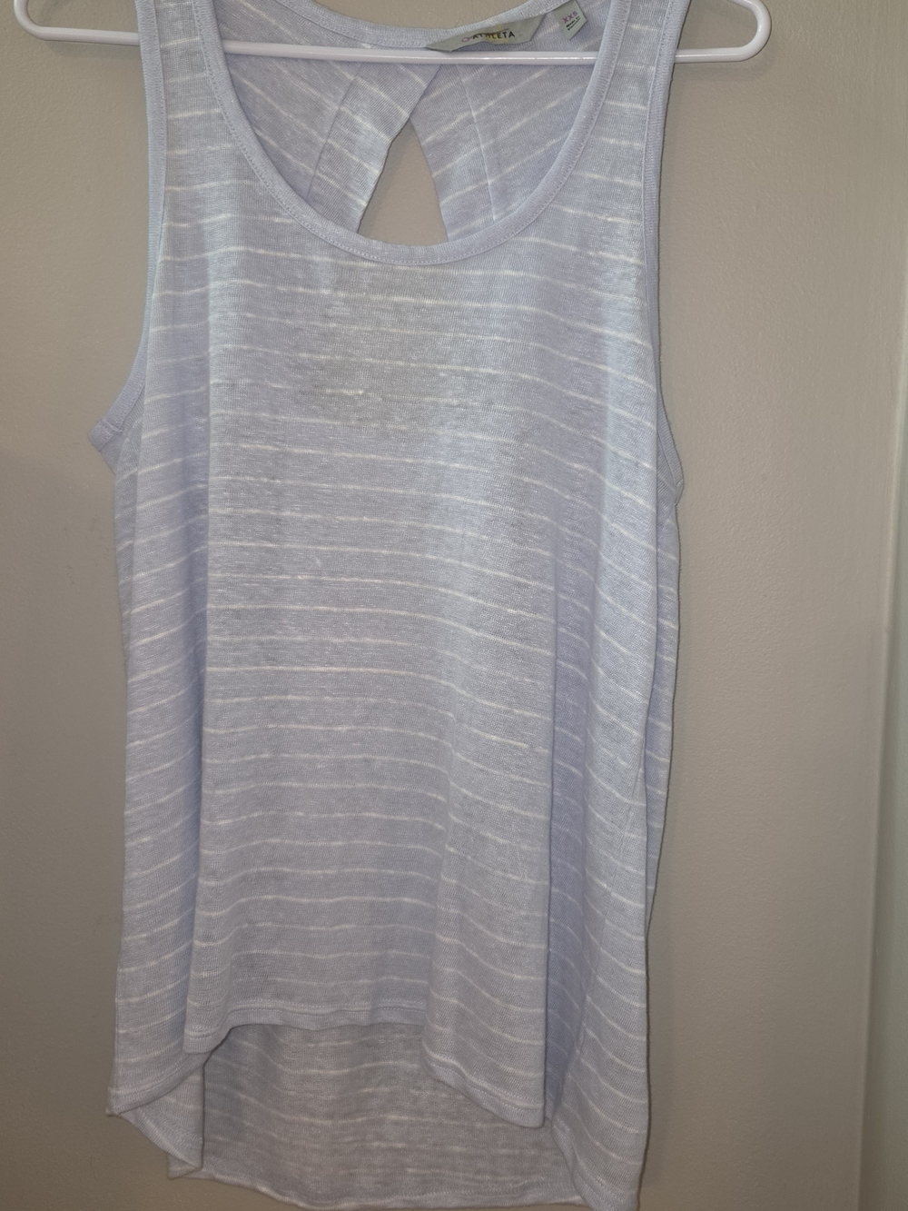 Athleta Light Blue Striped Tank with Keyhole Back